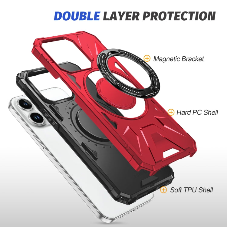 For iPhone 15 Pro MagSafe Magnetic Shockproof Phone Case with Ring Holder(Red) - iPhone 15 Pro Cases by buy2fix | Online Shopping UK | buy2fix