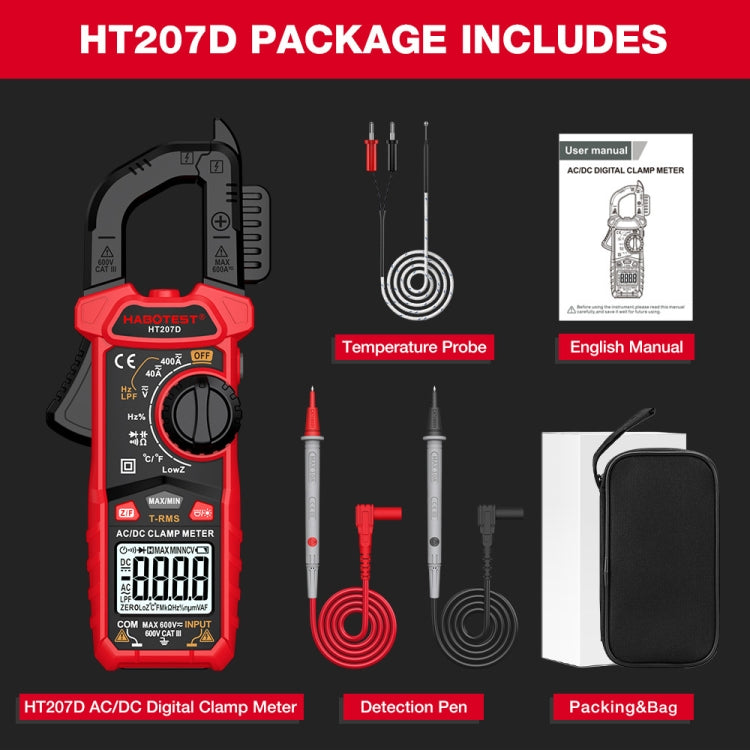 HABOTEST HT207D Multifunctional Digital Clamp Multimeter - Digital Multimeter by HABOTEST | Online Shopping UK | buy2fix