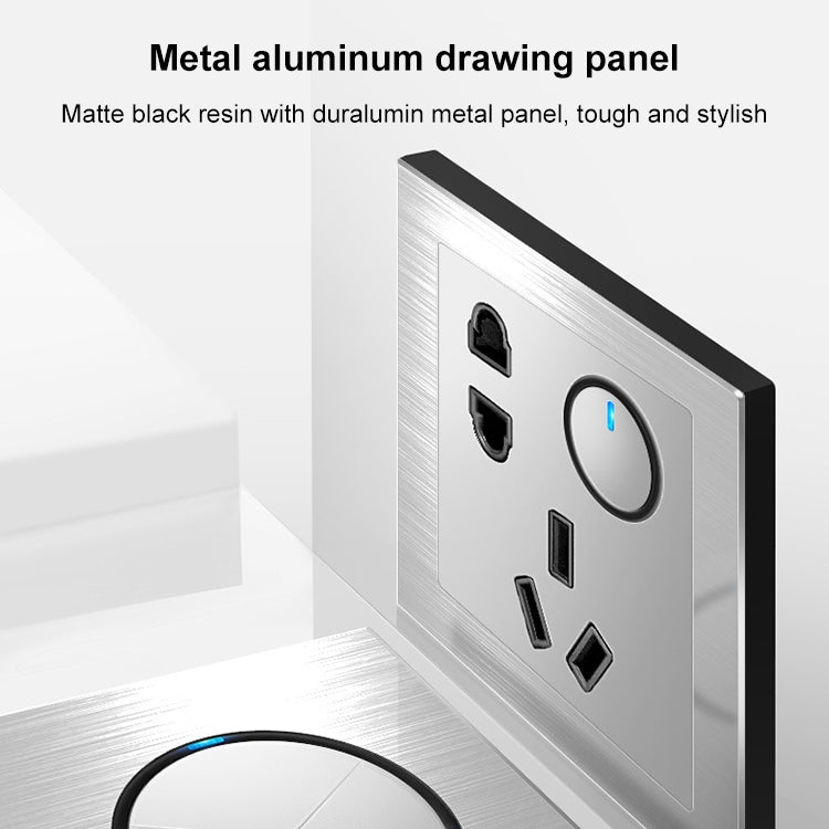 86mm Gray Aluminum Wire Drawing LED Switch Panel, Style:One Billing Control - Consumer Electronics by buy2fix | Online Shopping UK | buy2fix