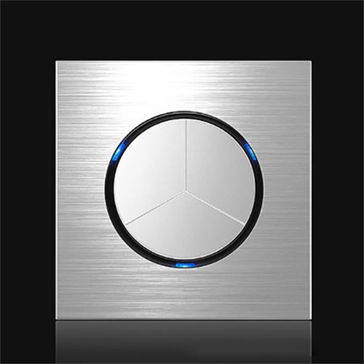 86mm Gray Aluminum Wire Drawing LED Switch Panel, Style:Triple Billing Control - Consumer Electronics by buy2fix | Online Shopping UK | buy2fix