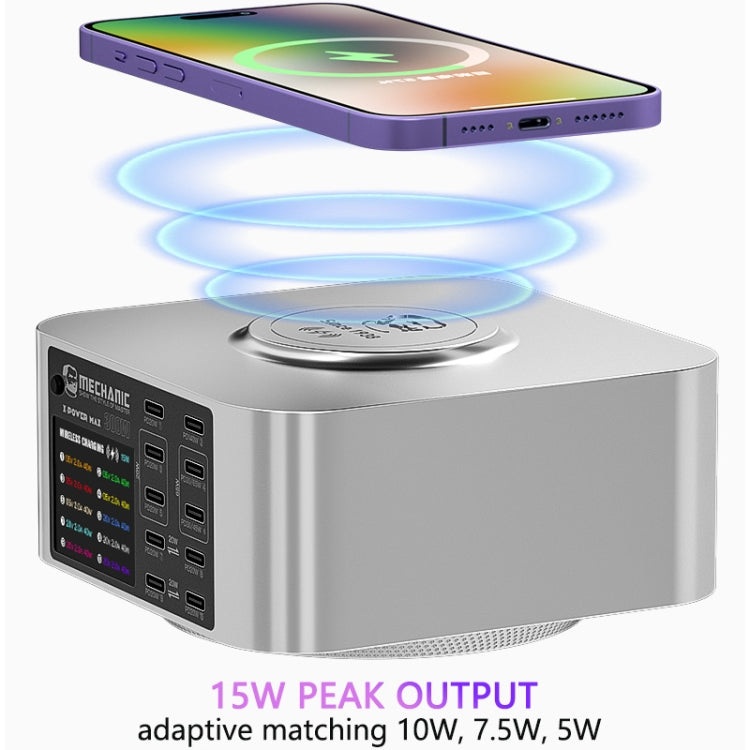 Mechanic X-Power Series Multiport Digital Display USB Charger Station with Wireless Charging, Total Power:200W(US Plug) - Dock Charger by MECHANIC | Online Shopping UK | buy2fix