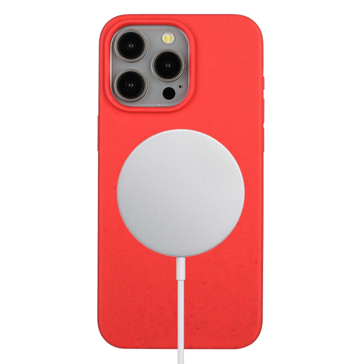 For iPhone 14 Pro Wheat MagSafe Magnetic Straw Material + TPU Phone Case(Red) - iPhone 14 Pro Cases by buy2fix | Online Shopping UK | buy2fix