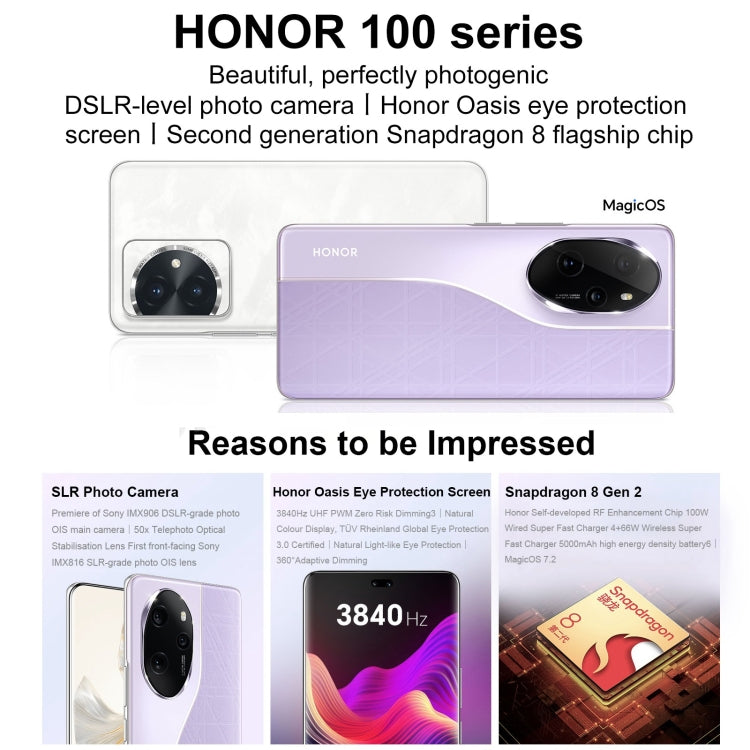 Honor 100 Pro, 12GB+256GB, Screen Fingerprint Identification, 6.78 inch MagicOS 7.2 Snapdragon 8 Gen 2 Octa Core up to 3.19GHz, Network: 5G, NFC, OTG, Support Google Play(Black) - Honor by Huawei | Online Shopping UK | buy2fix