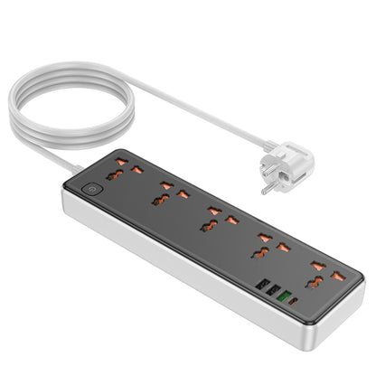 hoco AC14A Rico 5-position Socket with PD30W+3USB Ports, Cable Length: 1.5m, EU Plug(Black) - Extension Socket by hoco | Online Shopping UK | buy2fix