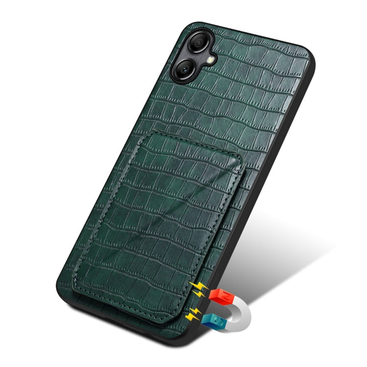For Samsung Galaxy S23 5G Denior Imitation Crocodile Leather Back Phone Case with Holder(Green) - Galaxy S23 5G Cases by Denior | Online Shopping UK | buy2fix