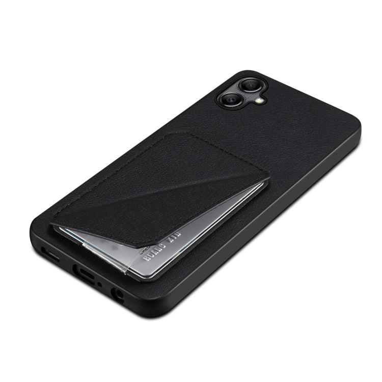 For Samsung Galaxy A24 Denior Imitation Calf Leather Back Phone Case with Holder(Black) - Galaxy Phone Cases by Denior | Online Shopping UK | buy2fix