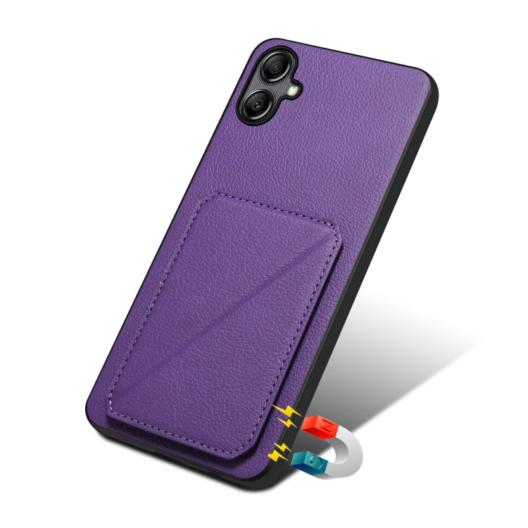 For Samsung Galaxy S24+ 5G Denior Imitation Calf Leather Back Phone Case with Holder(Purple) - Galaxy S24+ 5G Cases by Denior | Online Shopping UK | buy2fix