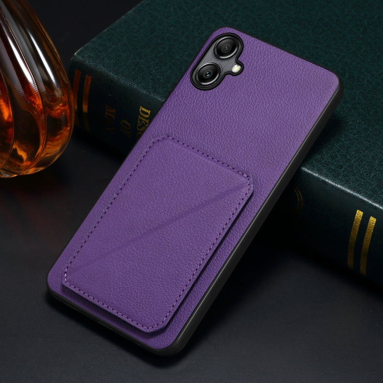 For Samsung Galaxy S24 Ultra 5G Denior Imitation Calf Leather Back Phone Case with Holder(Purple) - Galaxy S24 Ultra 5G Cases by Denior | Online Shopping UK | buy2fix