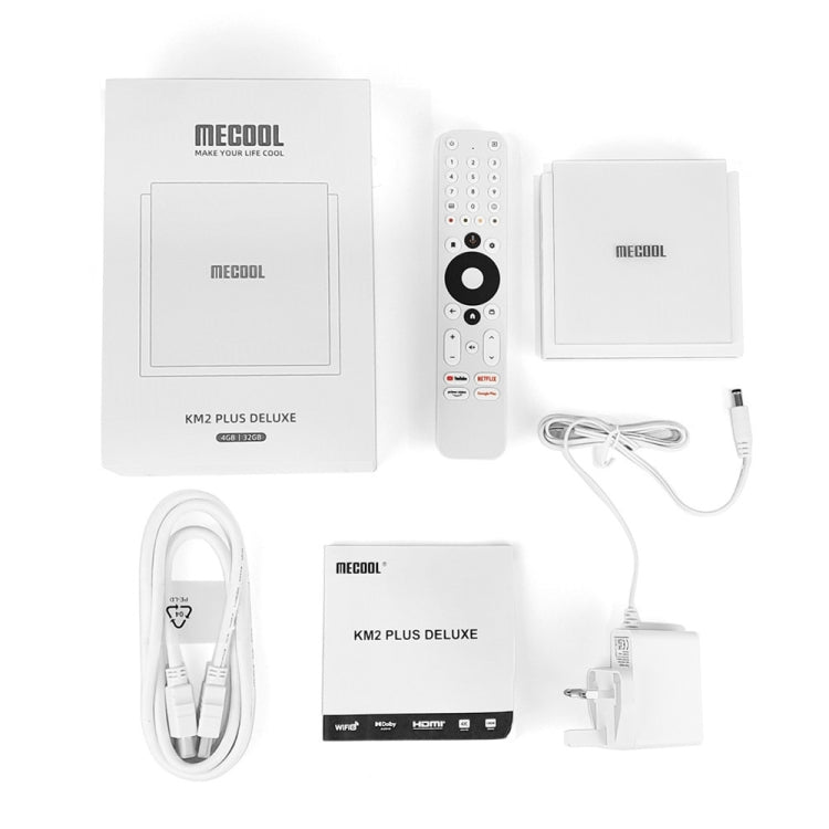 MECOOL KM2 Plus Android 11 Dual-band WiFi Smart Voice TV Box 4GB+32GB, UK Plug(White) - Amlogic S905 by MECOOL | Online Shopping UK | buy2fix