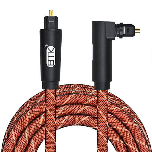 EMK 90 Degree Swivel Adjustable Right Angled 360 Degrees Rotatable Plug Nylon Woven Mesh Optical Audio Cable, Cable Length:2m(Orange) - Audio Optical Cables by EMK | Online Shopping UK | buy2fix