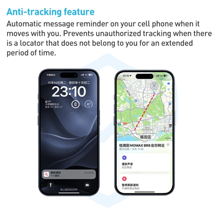 MOMAX PINCARD BR8 Card Wireless Charging Positioning Anti-lost Device(Black) - Anti-lost Alarm by MOMAX | Online Shopping UK | buy2fix