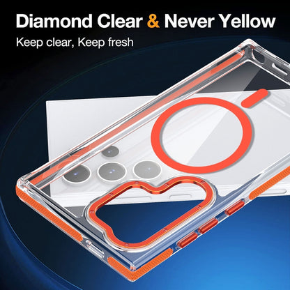 For Samsung Galaxy S24 5G Dual-Color Clear Acrylic Hybrid TPU MagSafe Phone Case(Orange) - Galaxy S24 5G Cases by buy2fix | Online Shopping UK | buy2fix