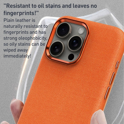 For iPhone 13 Pro Metal Lens Frame Leather Magsafe Full Coverage Shockproof Phone Case(Orange) - iPhone 13 Pro Cases by buy2fix | Online Shopping UK | buy2fix