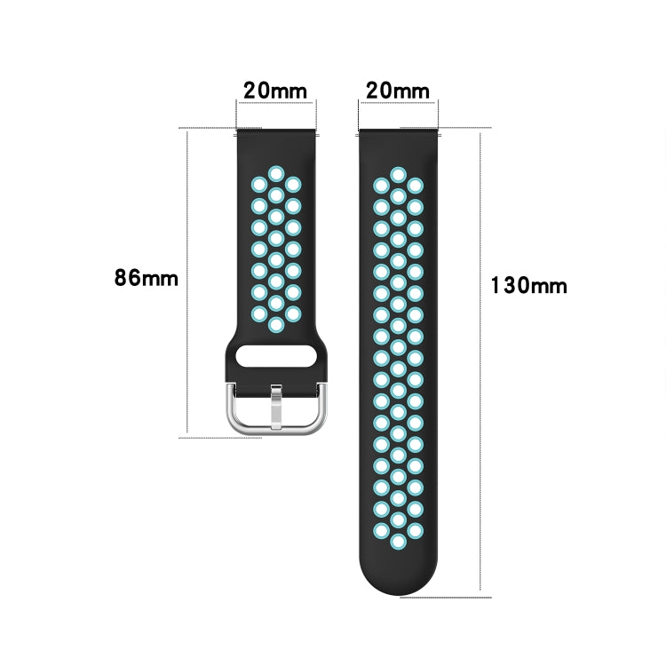 For Galaxy Watch 3 41mm Silicone Two-color Watch Band, Size: Free Size 20mm(Black Gray) - Smart Wear by buy2fix | Online Shopping UK | buy2fix