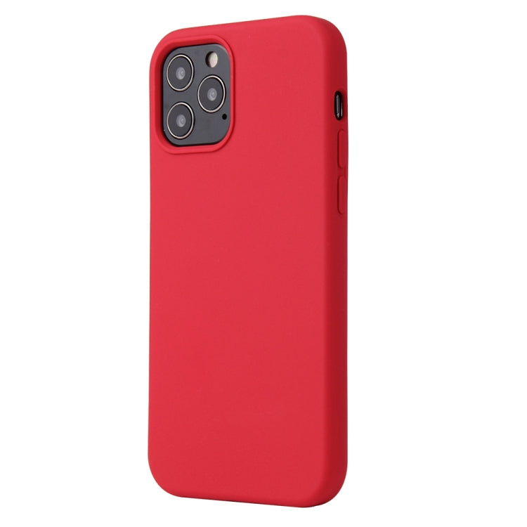 For iPhone 12 / 12 Pro Solid Color Liquid Silicone Shockproof Protective Case(Carmine) - iPhone 12 / 12 Pro Cases by buy2fix | Online Shopping UK | buy2fix