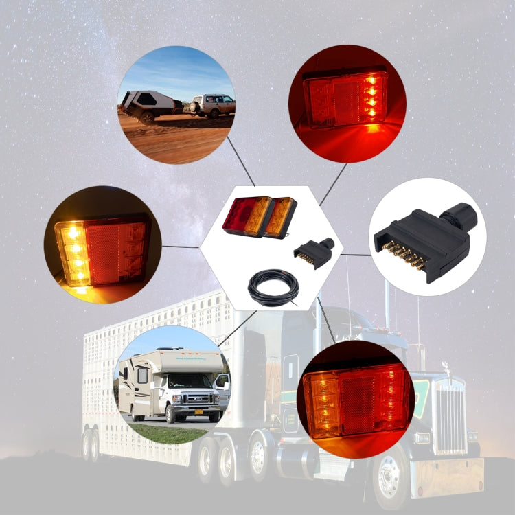 2 PCS Trailer / Truck A-type Square Shape 8LEDs Tail Light Set - License Plate Lights by buy2fix | Online Shopping UK | buy2fix