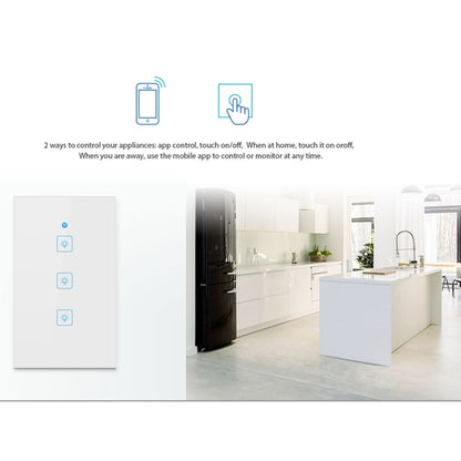 WS-US-02 EWeLink APP & Touch Control 2A 2 Gangs Tempered Glass Panel Smart Wall Switch, AC 90V-250V, US Plug - Consumer Electronics by buy2fix | Online Shopping UK | buy2fix