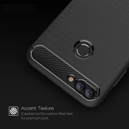 For Huawei  P smart / Enjoy 7S Brushed Texture Carbon Fiber Shockproof TPU Protective Back Case (Black) - Mobile Accessories by buy2fix | Online Shopping UK | buy2fix