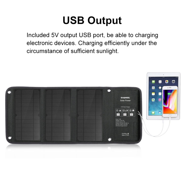 HAWEEL 21W Foldable Solar Panel Charger with 5V 3A Max Dual USB Ports - Charger by HAWEEL | Online Shopping UK | buy2fix