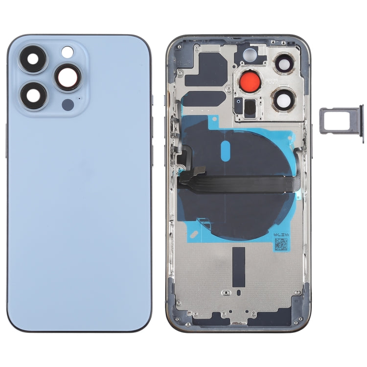 For iPhone 13 Pro Battery Back Cover with Side Keys & Card Tray & Power + Volume Flex Cable & Wireless Charging Module(Blue) - Repair & Spare Parts by buy2fix | Online Shopping UK | buy2fix