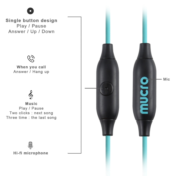 Mucro MB-232 Running In-Ear Sport Earbuds Earhook Wired Stereo Headphones for Jogging Gym(Blue) - Sport Earphone by Mucro | Online Shopping UK | buy2fix