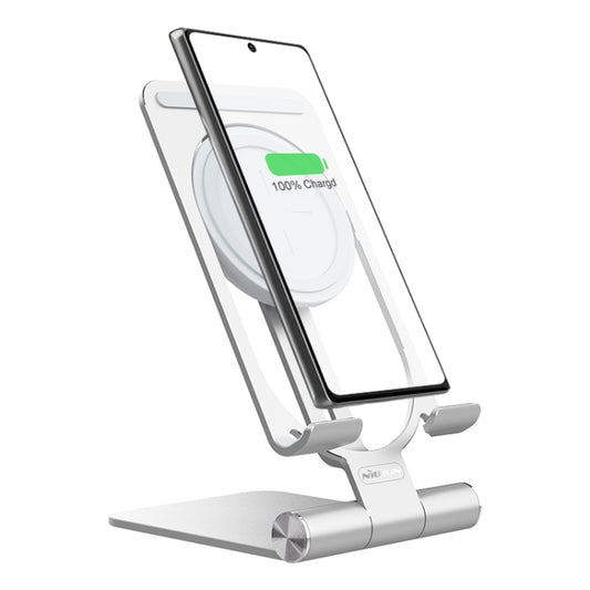 NILLKIN 2 in 1 15W PoweHold Mini Vertical Foldable Detachable Wireless Charger Mobile Phone Holder (Silver) - Wireless Charger by NILLKIN | Online Shopping UK | buy2fix