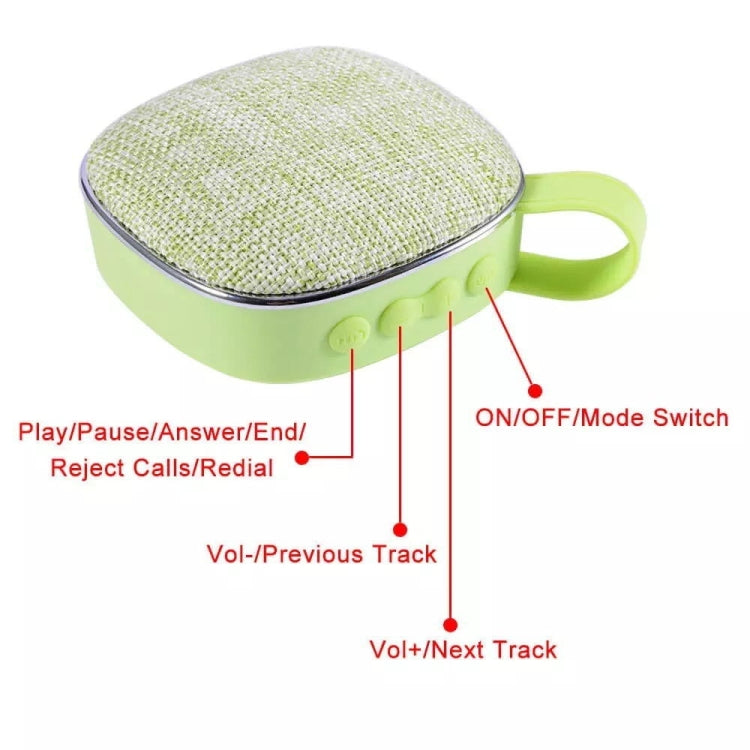 X25new Cloth Texture Square Portable Mini Bluetooth Speaker, Support Hands-free Call & TF Card & AUX(Green) - Mini Speaker by buy2fix | Online Shopping UK | buy2fix