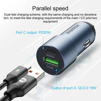 MOMAX UC15 38W PD + QC3.0 Dual Ports Car Charger - Car Charger by MOMAX | Online Shopping UK | buy2fix