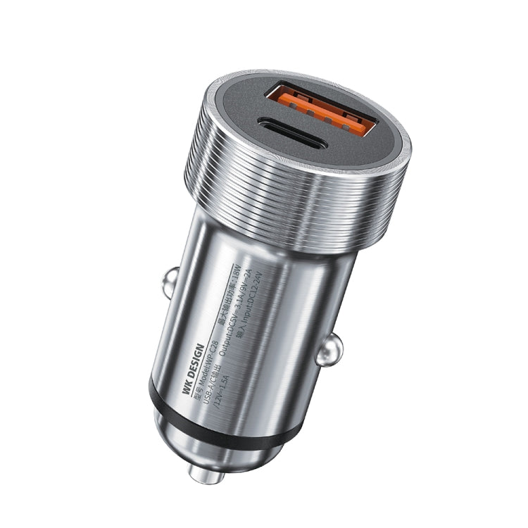 WK WP-C28 18W Titanium PD+QC3.0 Dual USB Car Charger (Silver) - In Car by WK | Online Shopping UK | buy2fix