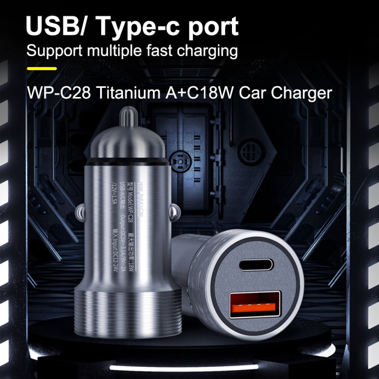 WK WP-C28 18W Titanium PD+QC3.0 Dual USB Car Charger (Blue) - In Car by WK | Online Shopping UK | buy2fix