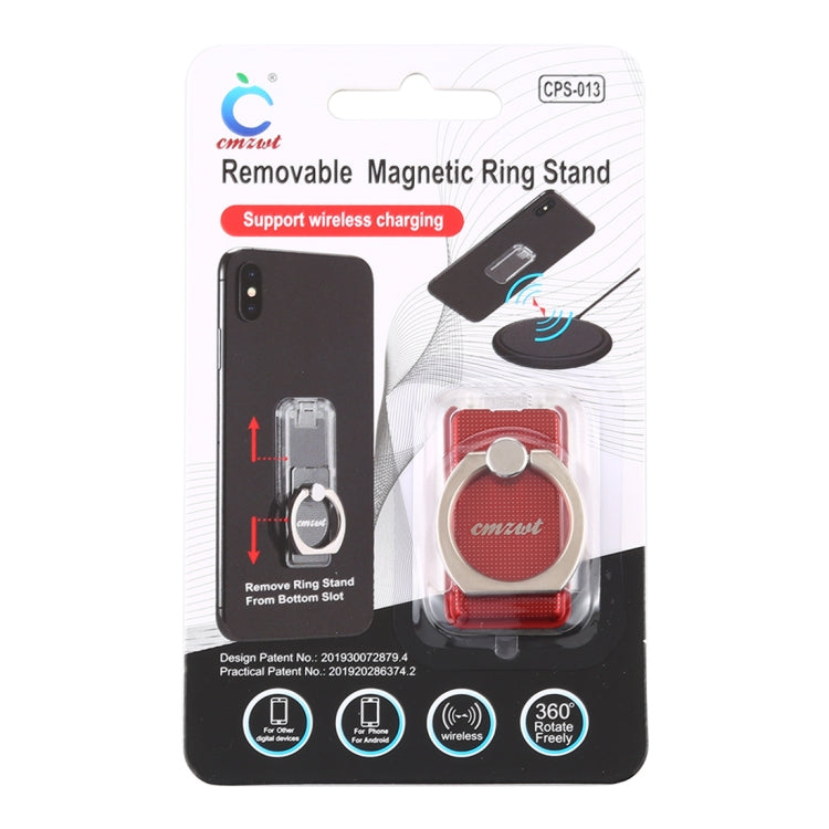 CPS-013 360 Degrees Rotate Freely Removable Magnetic Ring Stand Phone Holder, Support Wireless Charging(Red) - Ring Holder by buy2fix | Online Shopping UK | buy2fix