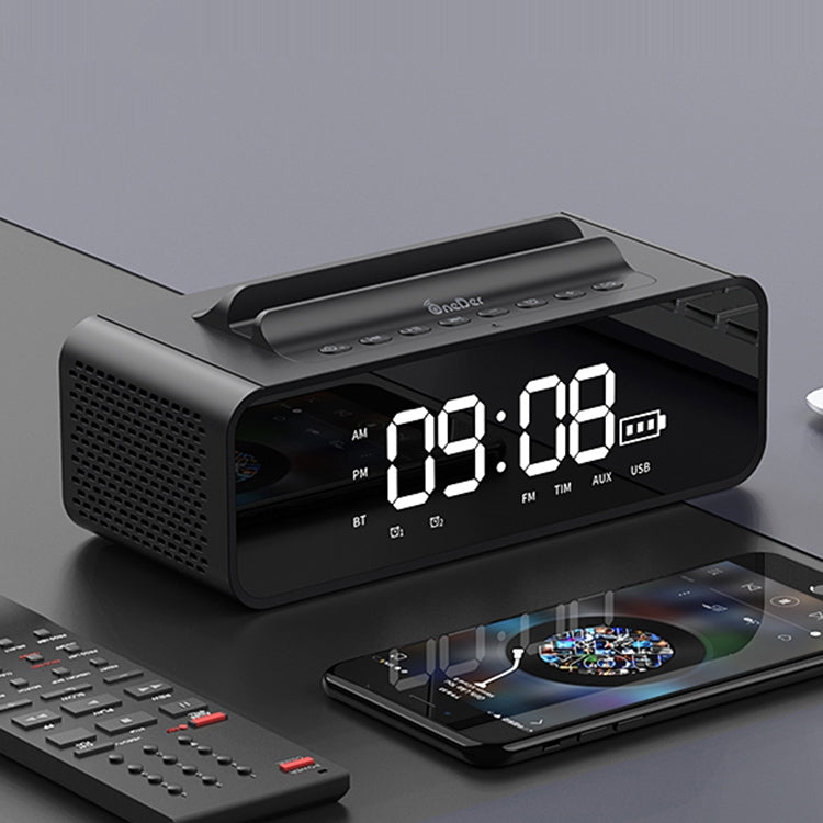 Oneder V06 Smart Sound Box Wireless Bluetooth Speaker, LED Screen Alarm Clock, Support Hands-free & FM & TF Card & AUX & USB Drive (Black) - Desktop Speaker by OneDer | Online Shopping UK | buy2fix