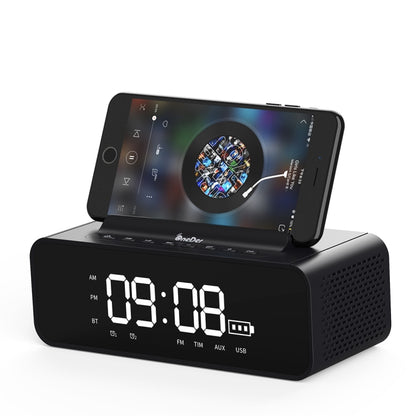 Oneder V06 Smart Sound Box Wireless Bluetooth Speaker, LED Screen Alarm Clock, Support Hands-free & FM & TF Card & AUX & USB Drive (Black) - Desktop Speaker by OneDer | Online Shopping UK | buy2fix