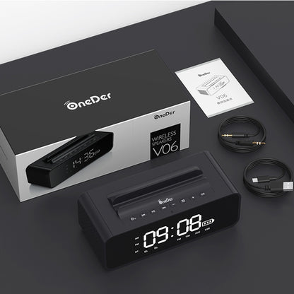 Oneder V06 Smart Sound Box Wireless Bluetooth Speaker, LED Screen Alarm Clock, Support Hands-free & FM & TF Card & AUX & USB Drive (Black) - Desktop Speaker by OneDer | Online Shopping UK | buy2fix