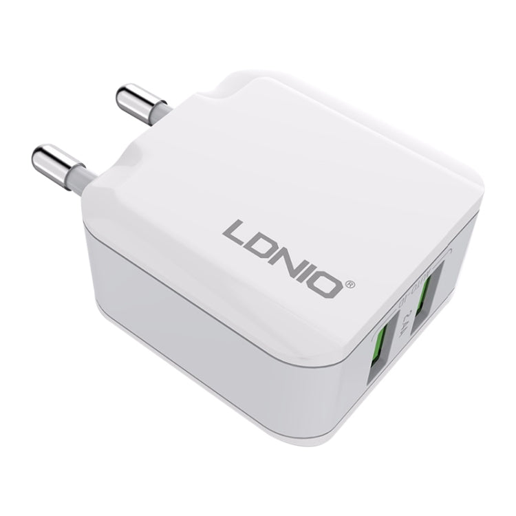 LDNIO A2201 2.4A Dual USB Charging Head Travel Direct Charge Mobile Phone Adapter Charger With Micro Data Cable(EU Plug) - USB Charger by LDNIO | Online Shopping UK | buy2fix