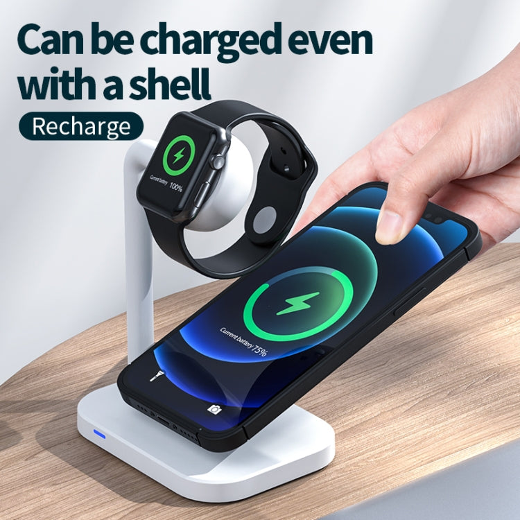 adj-984 2 in 1 Electromagnetic Induction Wireless Charger for Mobile Phones & Apple Watches & AirPods(White) - Multifunction Charger by buy2fix | Online Shopping UK | buy2fix