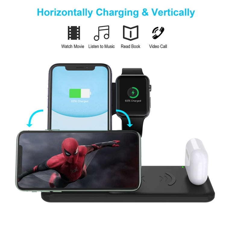 Q20 4 In 1 Wireless Charger Charging Holder Stand Station with Adapter For iPhone / Apple Watch / AirPods, Support Dual Phones Charging (Black) - Apple Accessories by buy2fix | Online Shopping UK | buy2fix