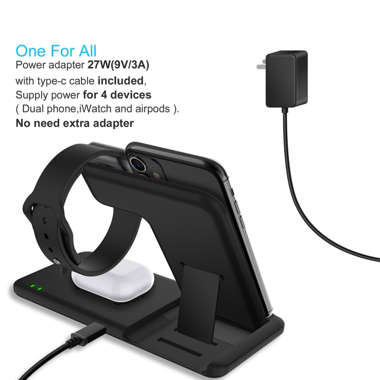 Q20 4 In 1 Wireless Charger Charging Holder Stand Station with Adapter For iPhone / Apple Watch / AirPods, Support Dual Phones Charging (White) - Apple Accessories by buy2fix | Online Shopping UK | buy2fix