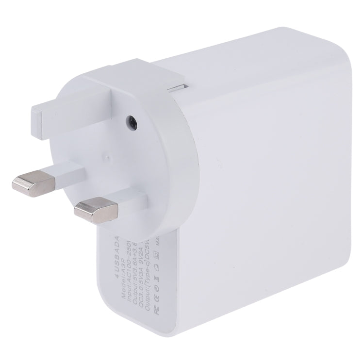 A3P 3A Max Output USB-C / Type-C + QC3.0 + Dual USB 4 Ports Wall Travel Charger, UK Plug - USB Charger by buy2fix | Online Shopping UK | buy2fix