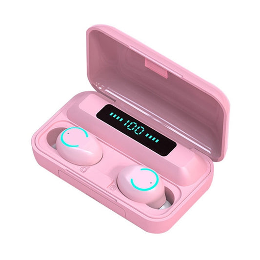 F9-9 TWS CVC8.0 Noise Cancelling Bluetooth Earphone with Charging Box, Support Touch Lighting Effect & Three-screen LED Power Display & Power Bank & Mobile Phone Holder & HD Call & Voice Assistant(Pink) - TWS Earphone by buy2fix | Online Shopping UK | buy2fix