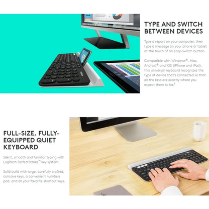 Logitech K780 Multi-device Bluetooth + Unifying Dual Mode Wireless Keyboard with Stand (Black) - Wireless Keyboard by Logitech | Online Shopping UK | buy2fix