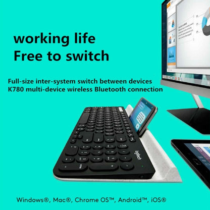 Logitech K780 Multi-device Bluetooth + Unifying Dual Mode Wireless Keyboard with Stand (Black) - Wireless Keyboard by Logitech | Online Shopping UK | buy2fix