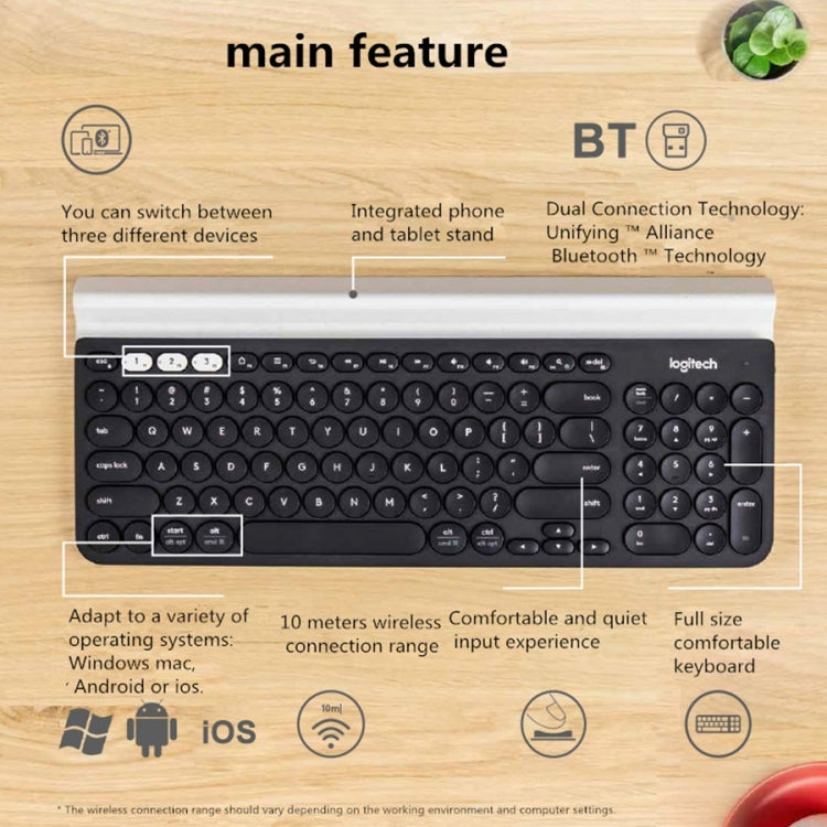 Logitech K780 Multi-device Bluetooth + Unifying Dual Mode Wireless Keyboard with Stand (Black) - Wireless Keyboard by Logitech | Online Shopping UK | buy2fix