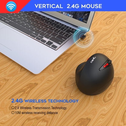 HXSJ T31 2.4GHz 2400DPI Three-speed Adjustable 7-keys Rechargeable Vertical Wireless Optical Mouse - Wireless Mice by HXSJ | Online Shopping UK | buy2fix