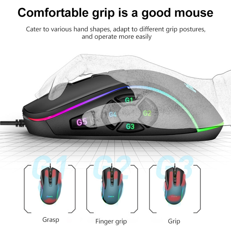 MKESPN X9 10 Buttons 7200DPI RGB Macro Definition Gaming Wired Mouse - Wired Mice by MKESPN | Online Shopping UK | buy2fix