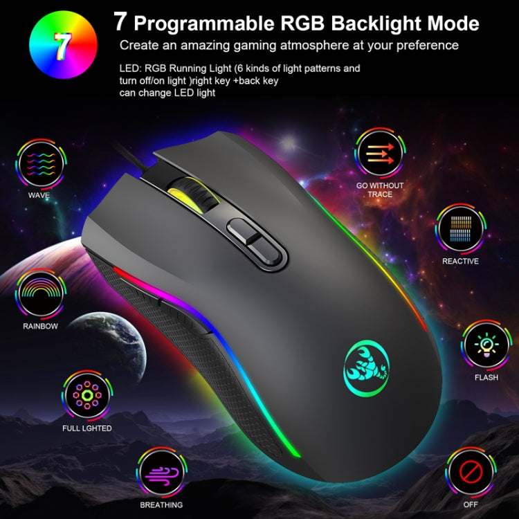 HXSJ A869 Type-C 7200dpi 6-modes Adjustable 7-keys RGB Light Wired Game Mouse - Computer & Networking by HXSJ | Online Shopping UK | buy2fix