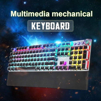 AULA F2088 108 Keys Mixed Light Plating Punk Mechanical Black Switch Wired USB Gaming Keyboard with Metal Button(Silver) - Wired Keyboard by AULA | Online Shopping UK | buy2fix