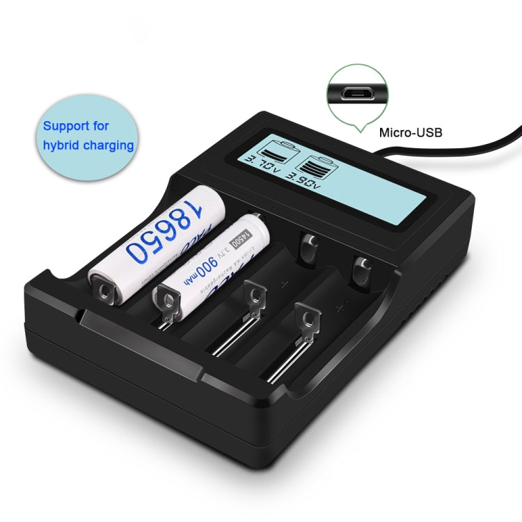 Micro USB 4 Slot Battery Charger for 3.7V Lithium-ion Battery, with LCD Display - Consumer Electronics by buy2fix | Online Shopping UK | buy2fix
