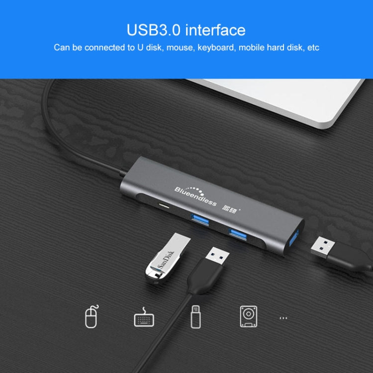Blueendless 4 In 1 Multi-function Type-C / USB-C to HDMI + PD + Dual USB 3.0 HUB Expansion Dock - Computer & Networking by Blueendless | Online Shopping UK | buy2fix