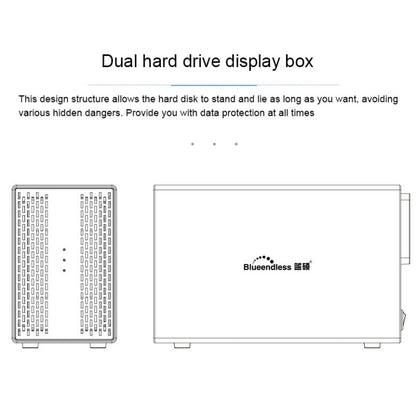 Blueendless USB-B Interface 3.5 inch 2 Bay RAID Combination Array HDD External Enclosure (UK Plug) - HDD Enclosure by Blueendless | Online Shopping UK | buy2fix